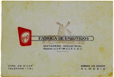 Tarjeta empresa Fábrica Embutidos Díaz, años 60. Almería